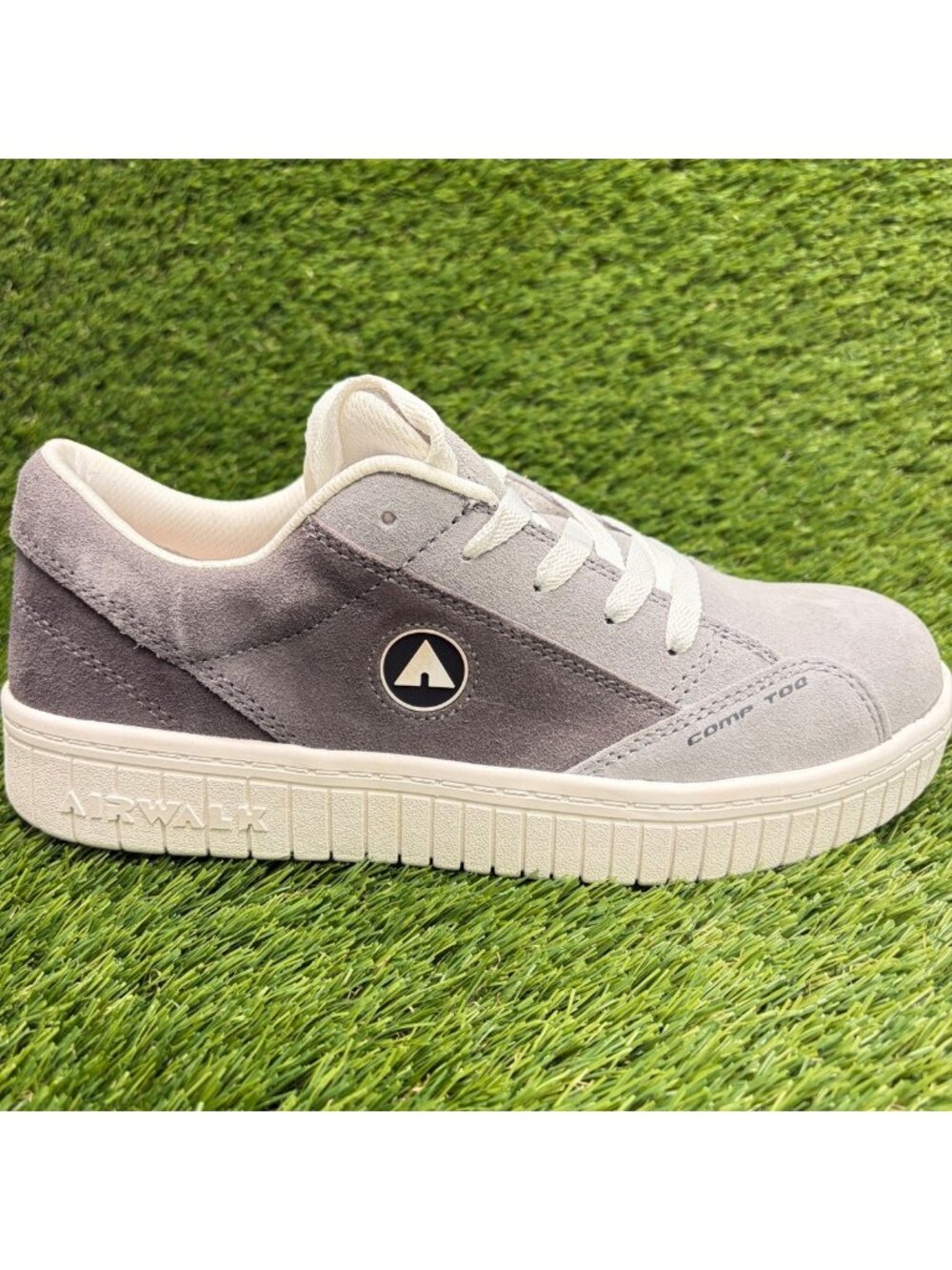 Airwalk Camino Womens Size 9 Gray White Suede Composite Toe Safety Work Shoes